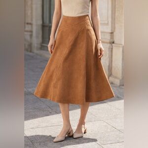 Kate Kasin Elegant Brown\Tan A-Line Skirt